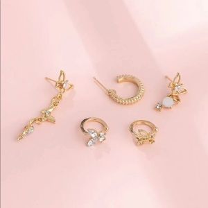 5 pcs rhinestone butterfly earrings set
